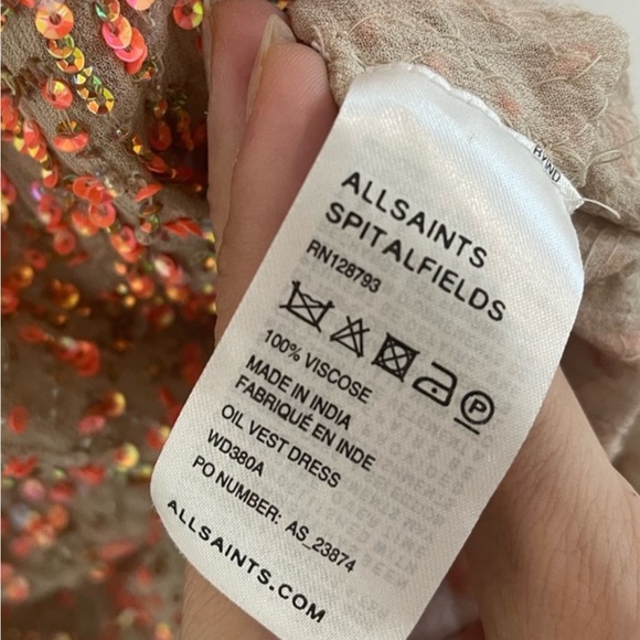 All Saints Hand Embellished Sequined Dress 4 - Picture 16 of 16